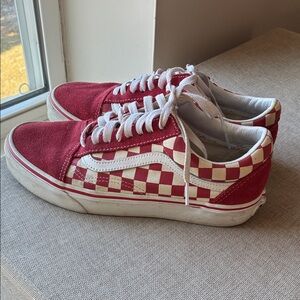 Vans Red and White Checkered Sneakers